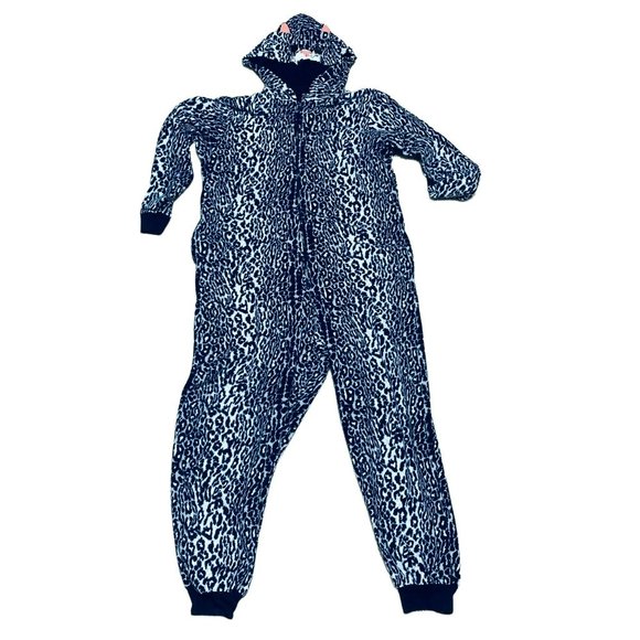 Nick & Nora Pajama One Piece Animal Leopard Print XL PJ With Hoodie Sleepwear - Picture 2 of 12